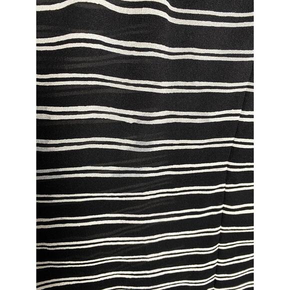A.L.C. Women's V Split Neck Halter Mini Dress Crepe Silk Black White Stripes NWT - Picture 7 of 8